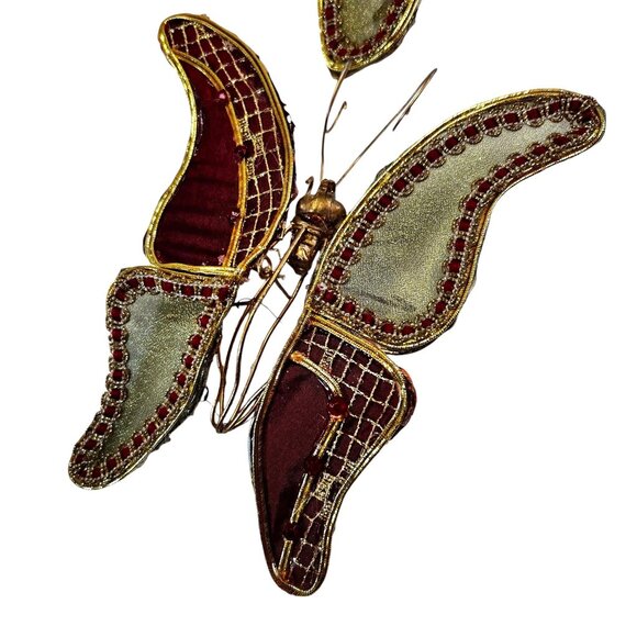 Vintage Handcrafted Fabric & Wire Decorative Butterflies Set of Three Hanging - Picture 4 of 10